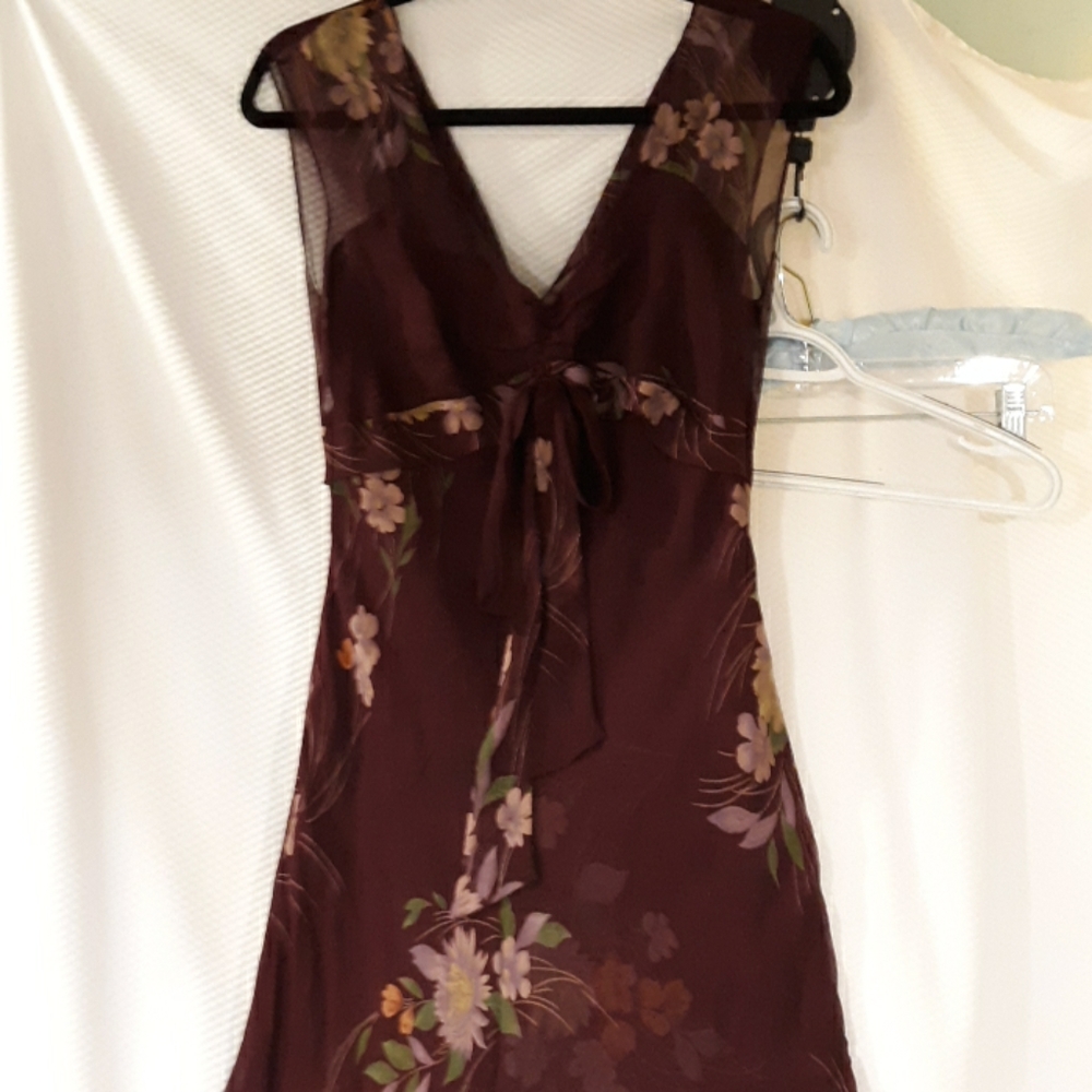 Adrianna maroon Floral sheer dress